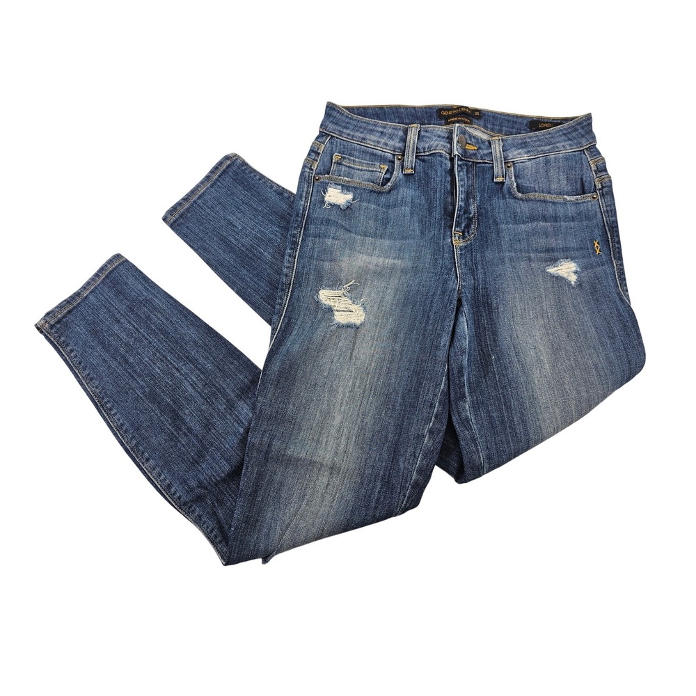 Genetic Denim Loren Slim High Rise Crop Jeans Women 25 Blue Solid Distressed EUC
